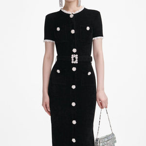 SP VIP PRICE Black Chenille Knit Midi Dress