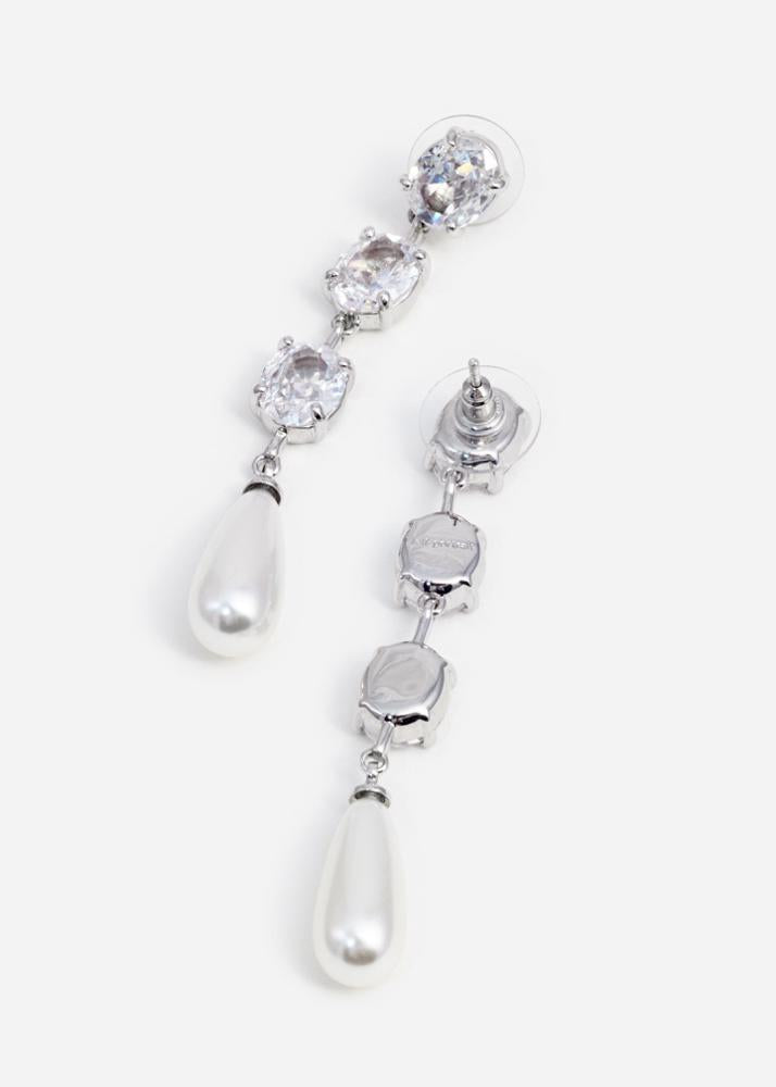 SP VIP PRICE Tiered Crystal Pearl Droplet Earrings