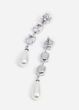 SP VIP PRICE Tiered Crystal Pearl Droplet Earrings
