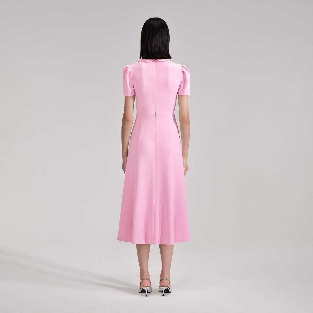 SELF PORTRAIT BLACK FRIDAY SALE Pink Heavy Crepe Midi Dress