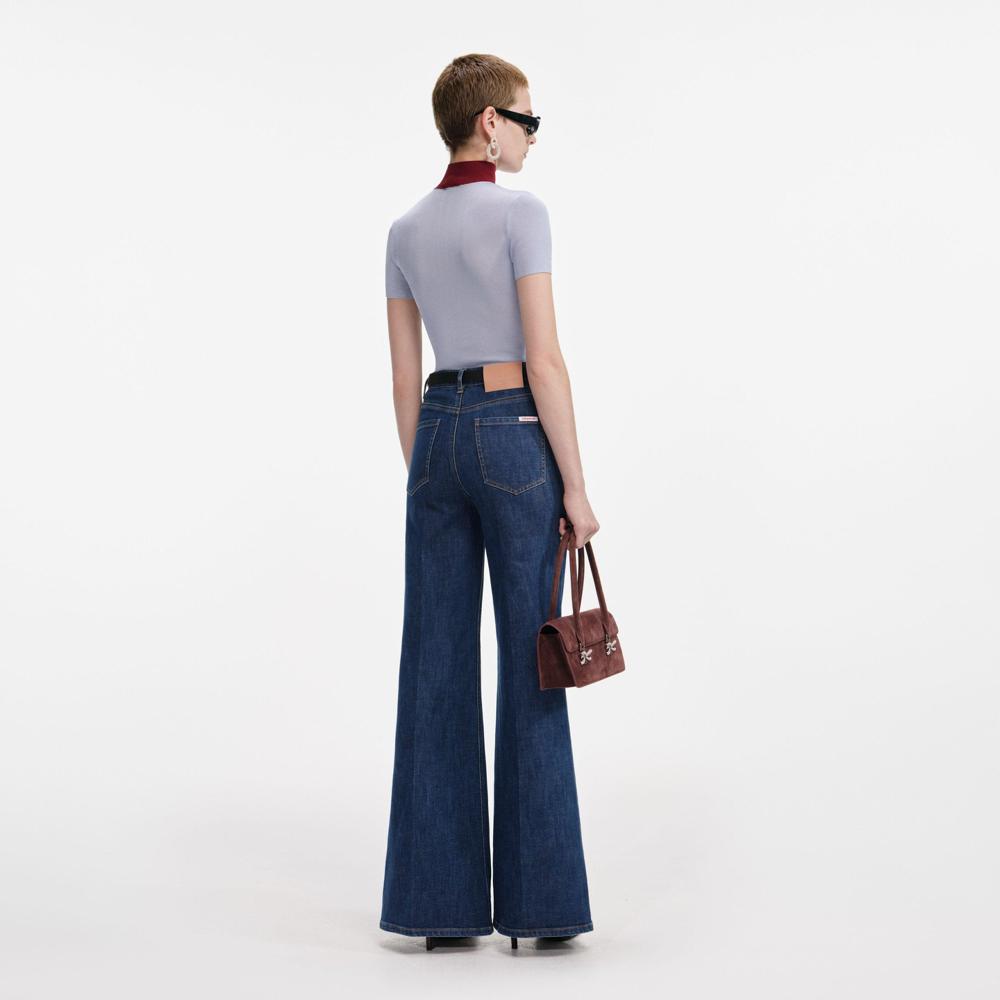 SP VIP PRICE Blue Viscose Knit Short Sleeve Top