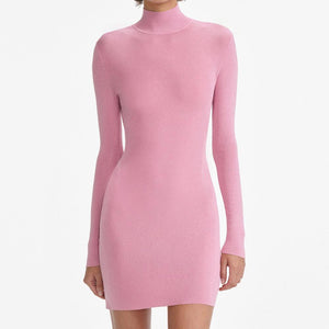 SP VIP PRICE Pink Viscose Knit Mini Dress