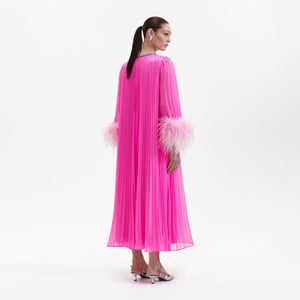 SELF PORTRAIT BLACK FRIDAY SALE Pink Chiffon Feather Midi Dress