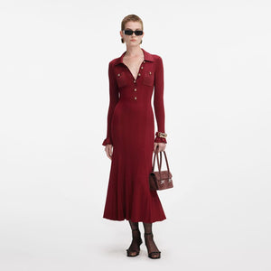SP VIP PRICE Burgundy Ribbed Knit Midi Dress