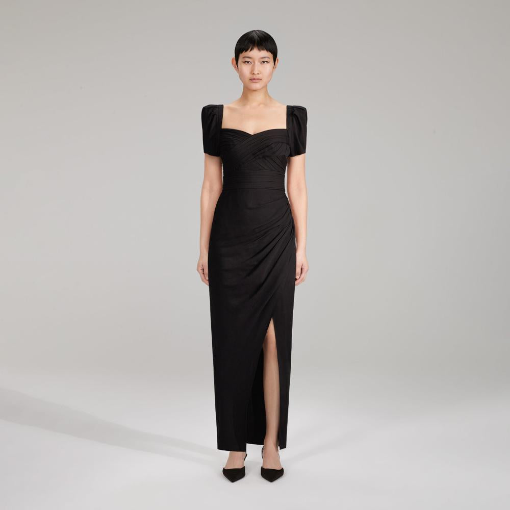 SELF PORTRAIT BLACK FRIDAY SALE Black Maxi Stretch Crepe Dress