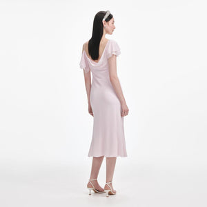SP VIP PRICE Pink Georgette Frill Midi Dress