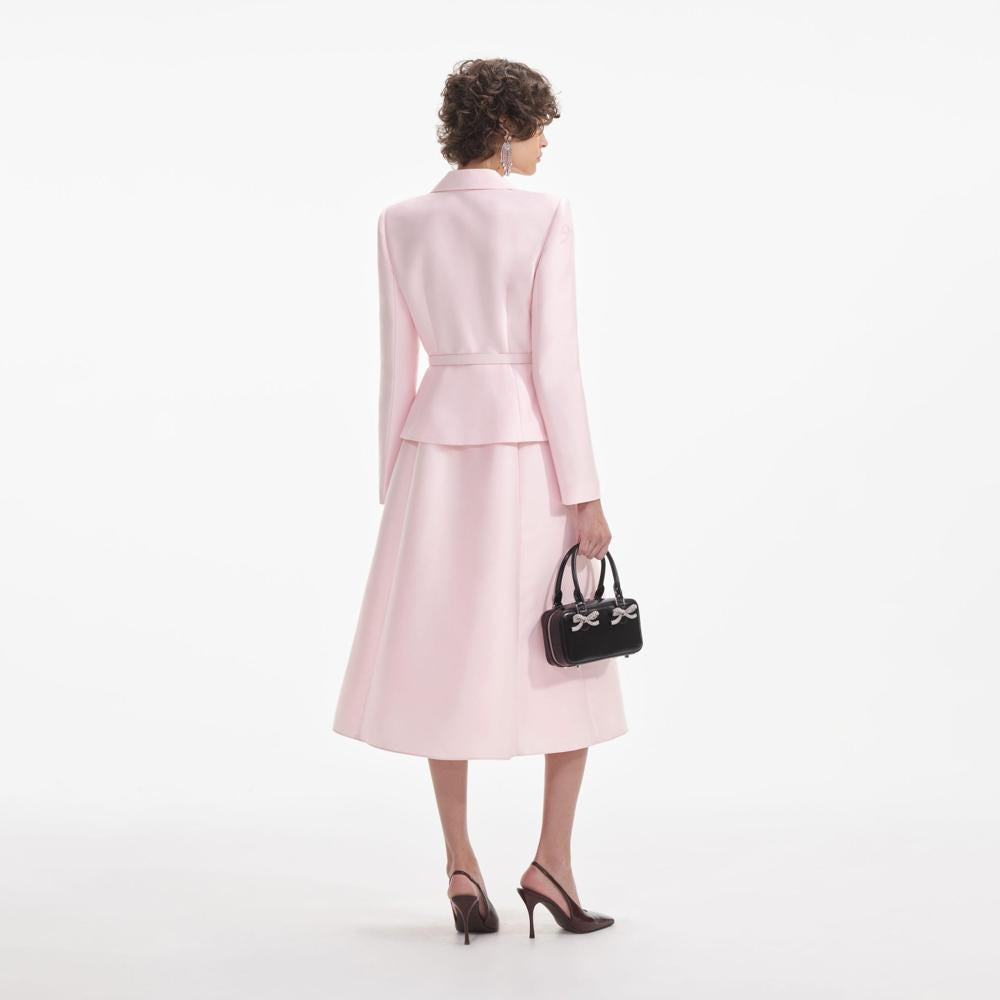 SELF PORTRAIT SS24 Pink Tailored Taffeta Midi Dress