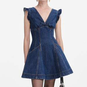 SP VIP PRICE Denim Flared Mini Dress