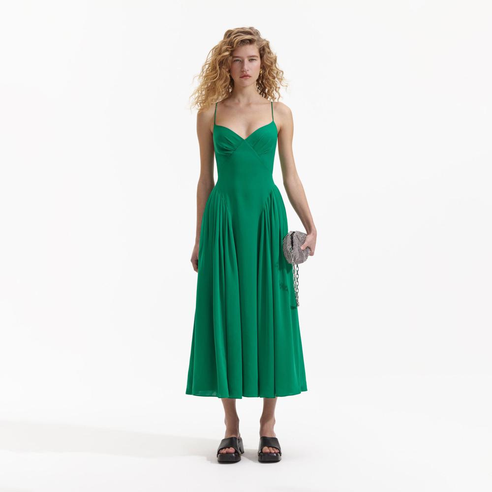 SELF PORTRAIT BLACK FRIDAY SALE Green Strappy Midi Dress