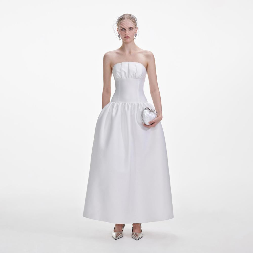 SELF PORTRAIT SS25 VIP PRICE White Taffeta Maxi Dress