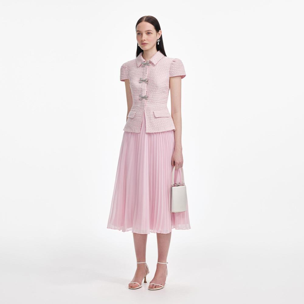 SP VIP PRICE Pink Boucle Midi Dress