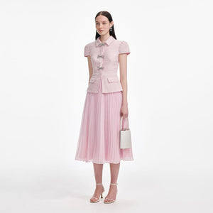 SP VIP PRICE Pink Boucle Midi Dress