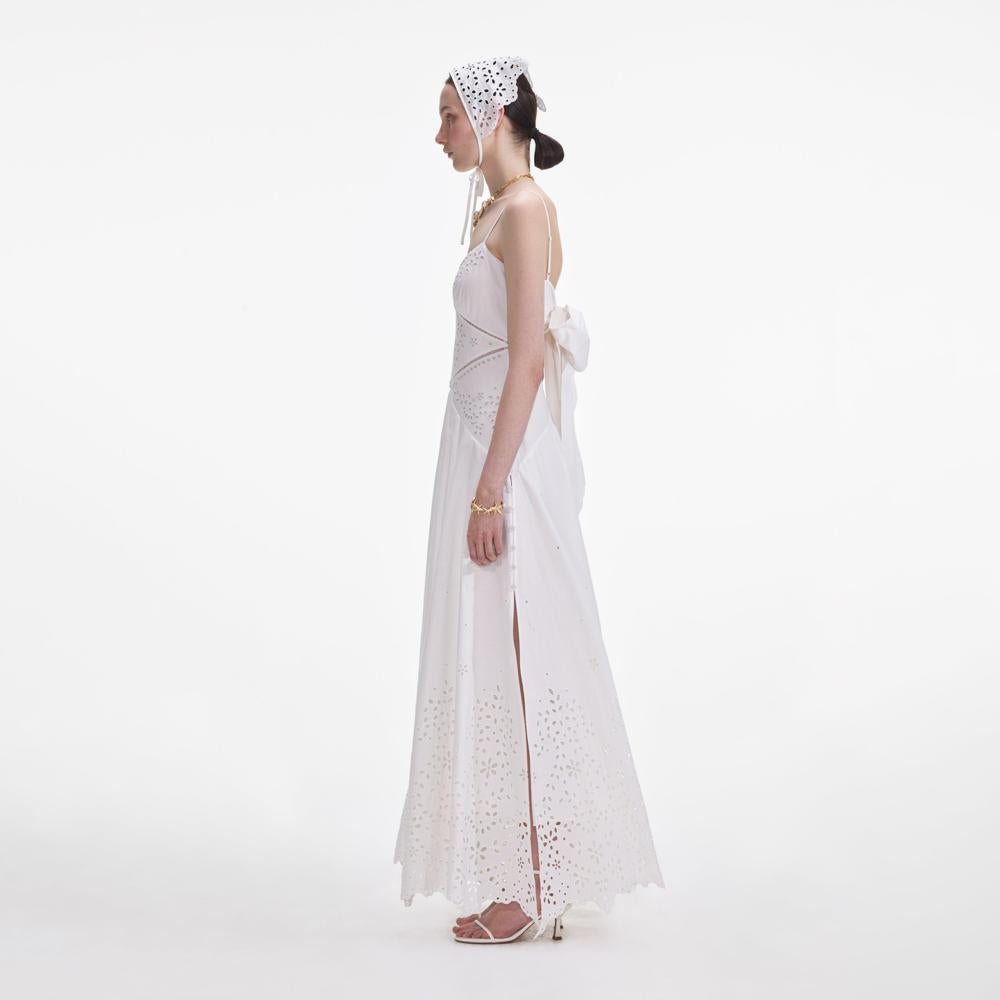 SP VIP PRICE White Cotton Embroidered Maxi Dress