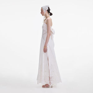 SP VIP PRICE White Cotton Embroidered Maxi Dress