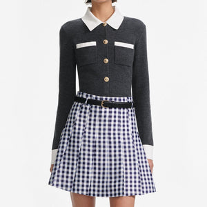 SP VIP PRICE Grey Contrast Collar Cardigan