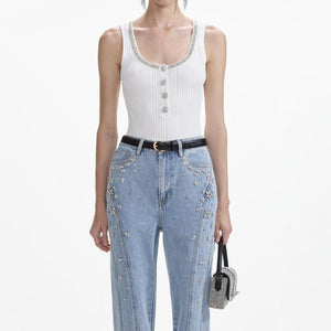 SELF PORTRAIT SS24 Crystal Embellished Denim Jeans