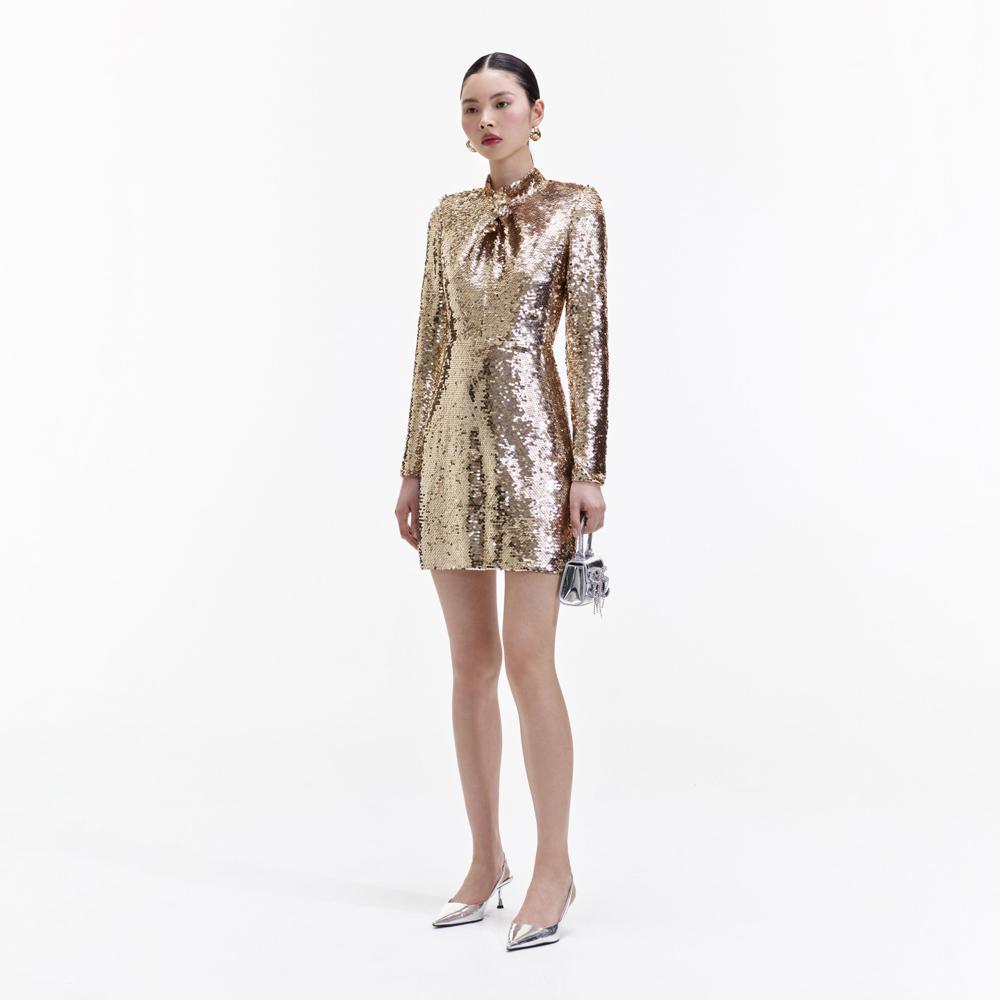 SELF PORTRAIT BLACK FRIDAY SALE Gold Sequin Mini Dress