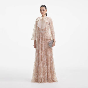 SELF PORTRAIT VIP SS24 Embellished Cape Maxi Dress