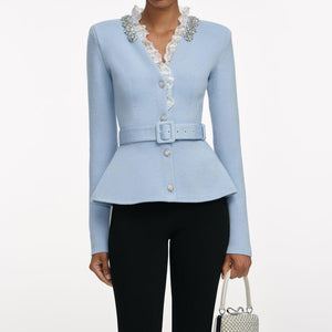 SP VIP PRICE Blue Crystal Trim Cardigan
