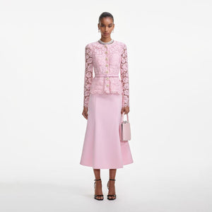 SP VIP PRICE Pink Tailored Lace Midi Dress