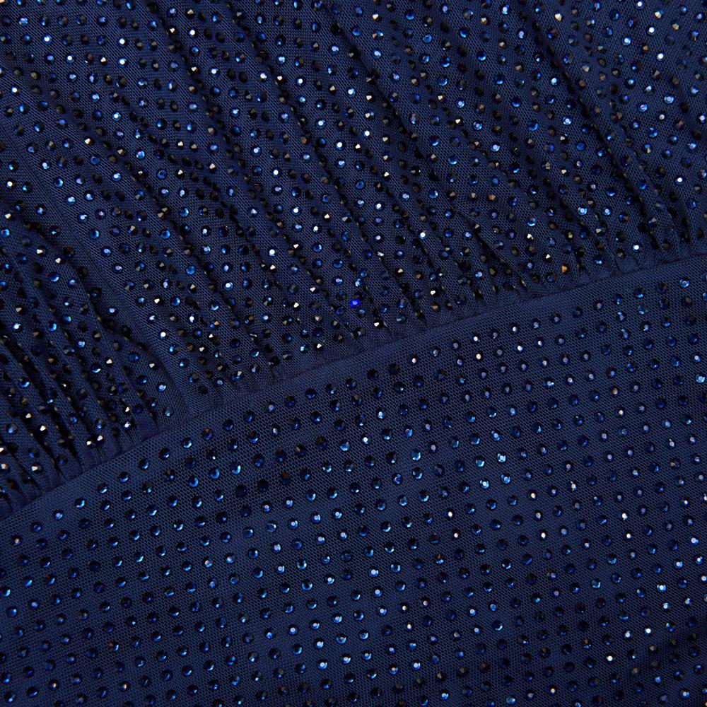 SP VIP PRICE Navy Rhinestone Mesh Cut Out Maxi Dress