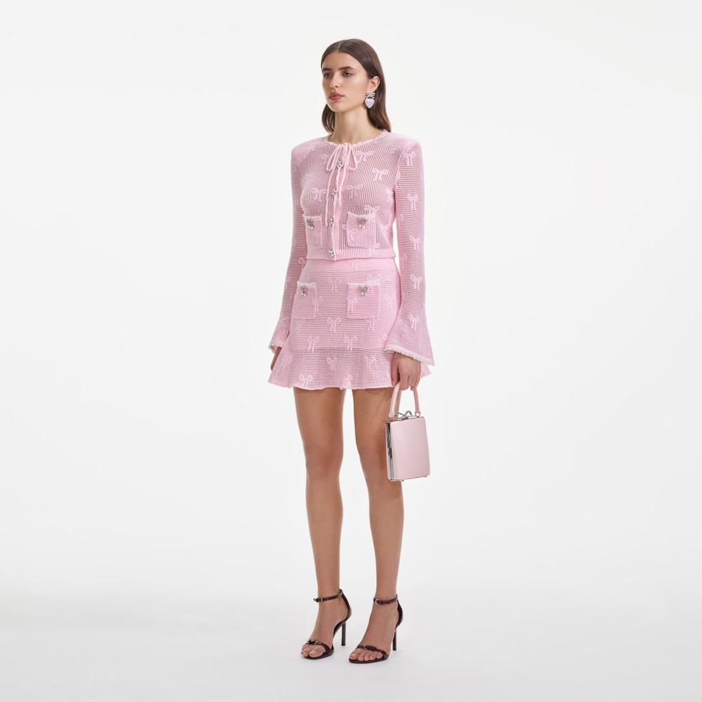 SP VIP PRICE Pink Bow Crochet Cardigan