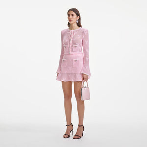 SP VIP PRICE Pink Bow Crochet Cardigan