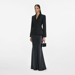 SP VIP PRICE Black Tailored Boucle Maxi Dress
