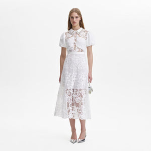 SELF PORTRAIT BLACK FRIDAY SALE White Lace Diamante Collar Midi Dress