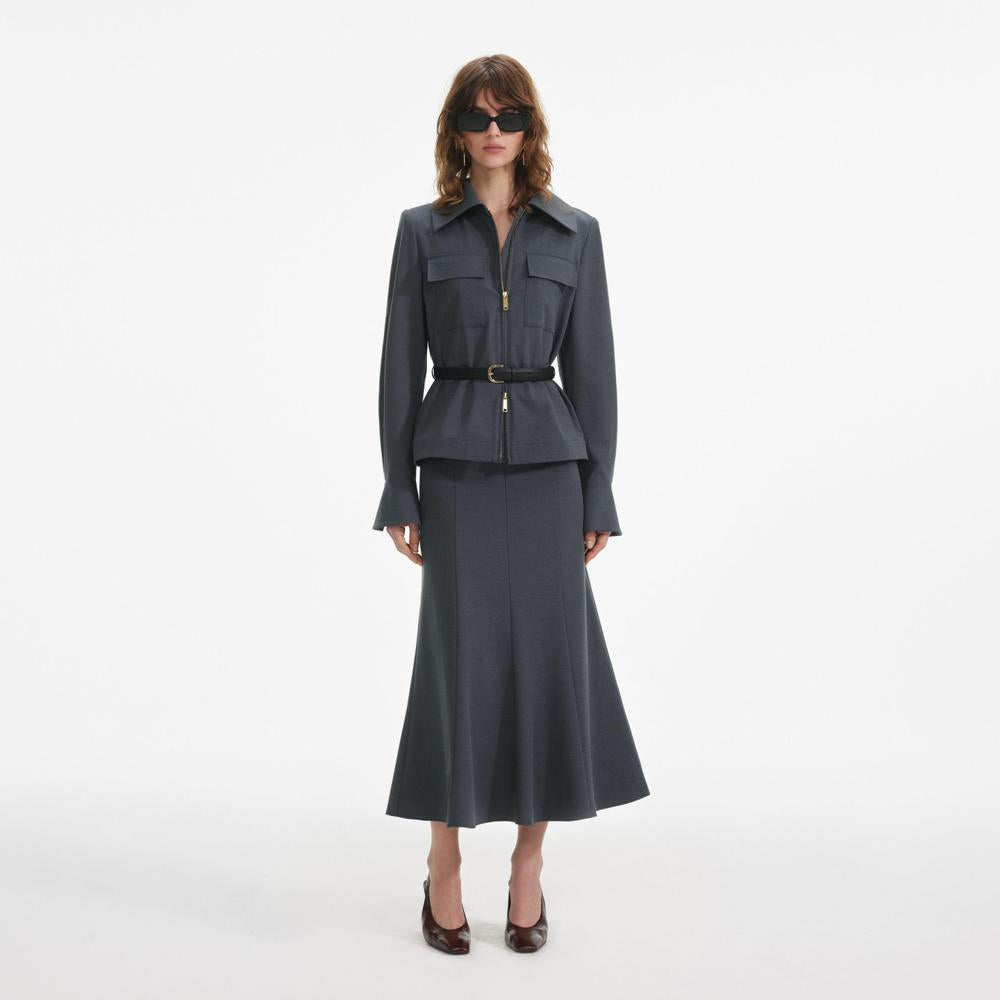 SP VIP PRICE Grey Twill Midi Dress
