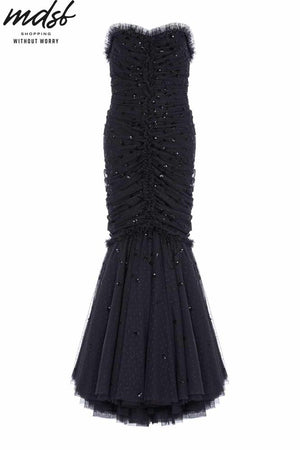 Needle & Thread PO and SALE Scatter Sequin Strapless Ankle Gown - black