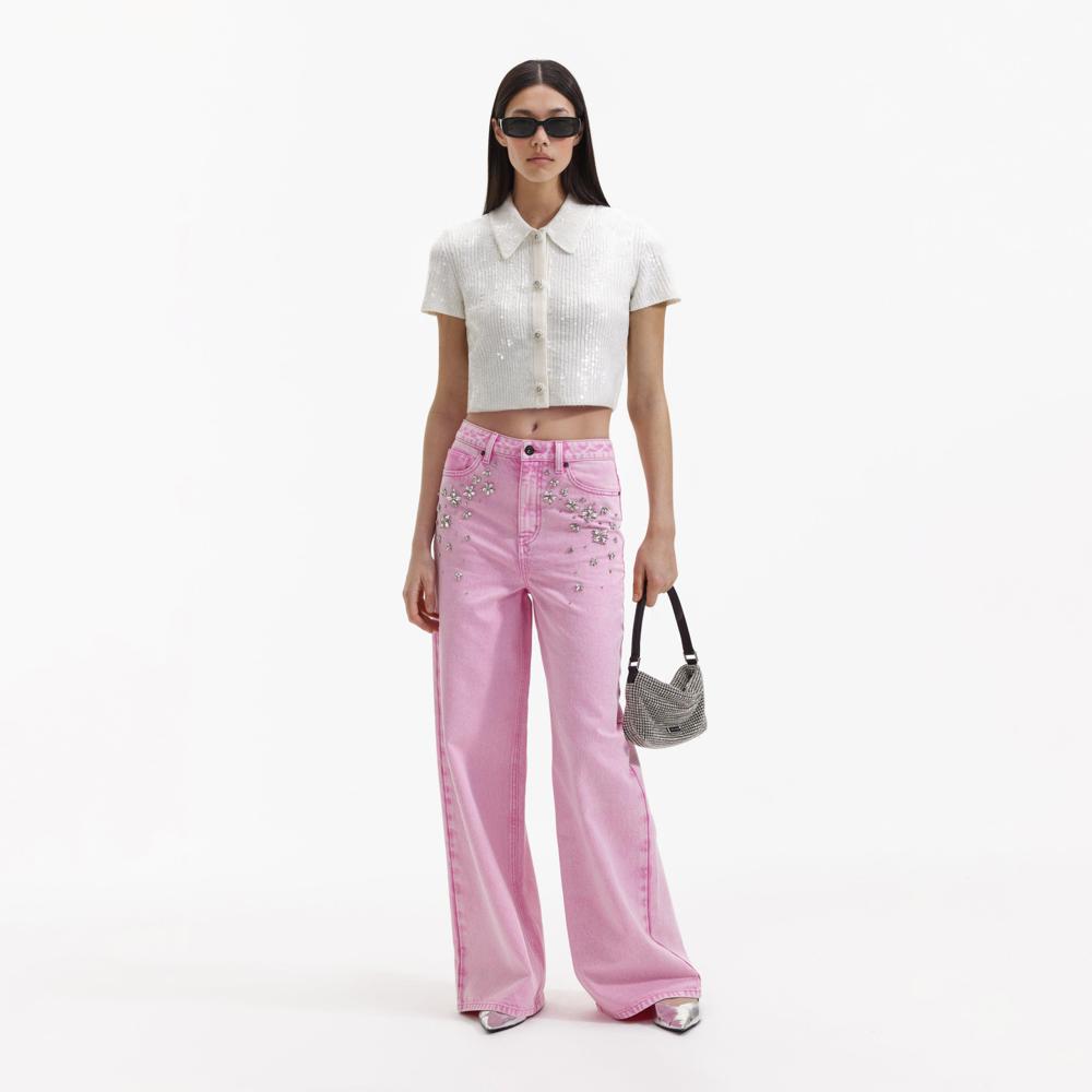 SELF PORTRAIT BLACK FRIDAY SALE Pink Embellished Jeans