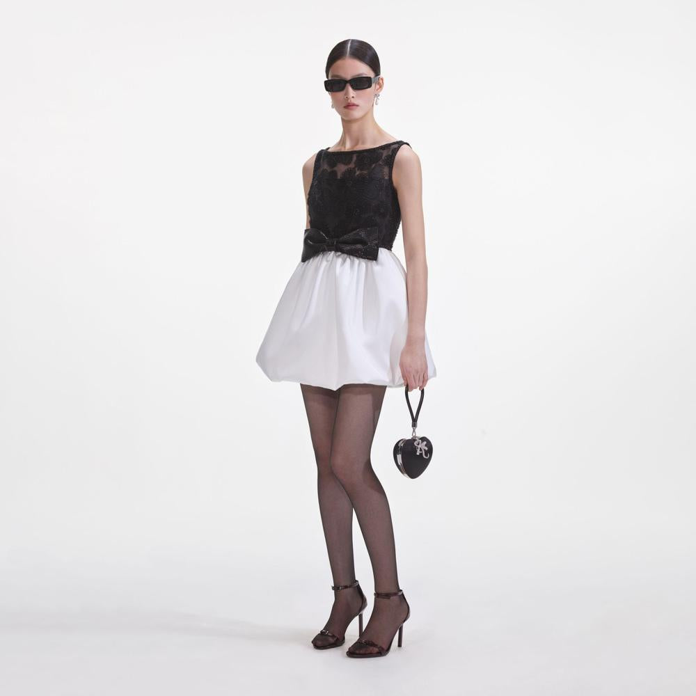 SELF PORTRAIT SS25 VIP PRICE Black And White Tulle Mini Dress