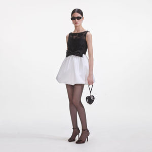 SELF PORTRAIT SS25 VIP PRICE Black And White Tulle Mini Dress