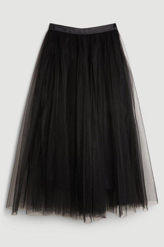 Karen Millen UK SALE Lydia Millen Tulle Woven Maxi Skirt - black