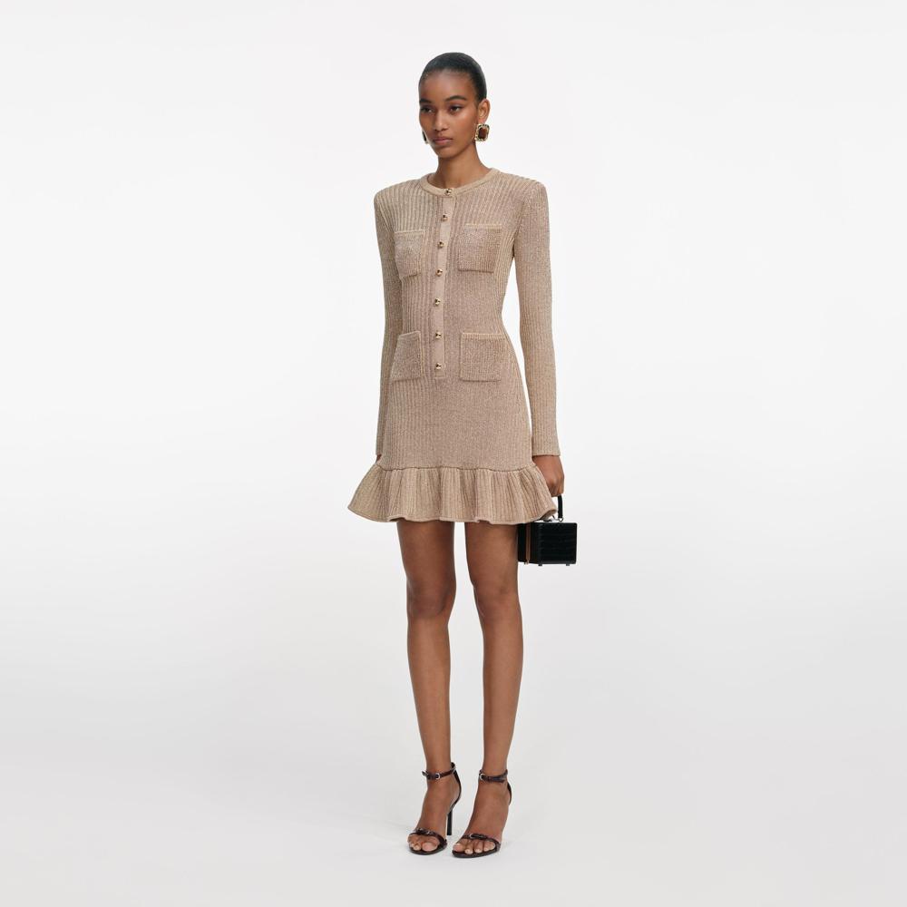 SP VIP PRICE Gold Lurex Knit Mini Dress