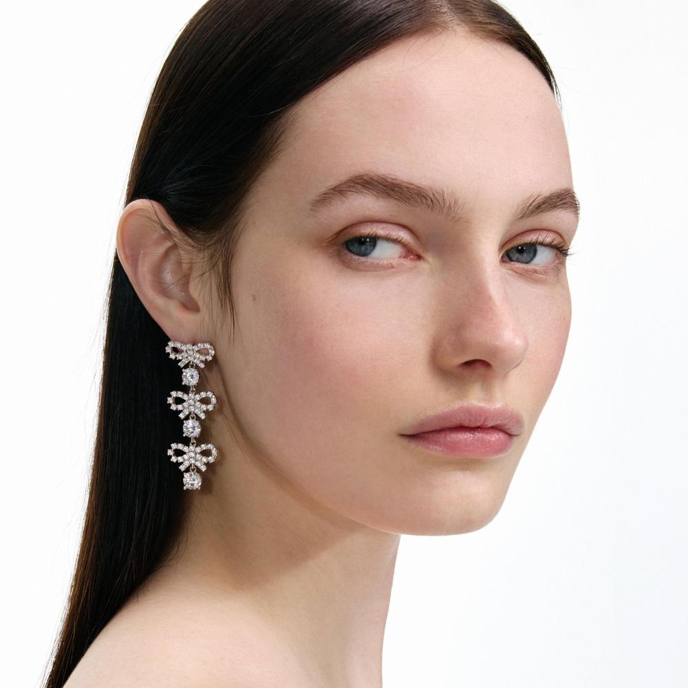 SP VIP PRICE Micro Bow Crystal Tiered Earrings