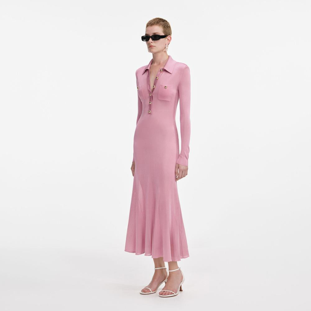 SP VIP PRICE Pink Viscose Knit Midi Dress