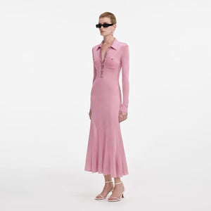 SP VIP PRICE Pink Viscose Knit Midi Dress