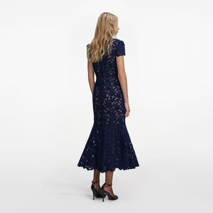 SP VIP PRICE Navy Guipure Lace Midi Dress