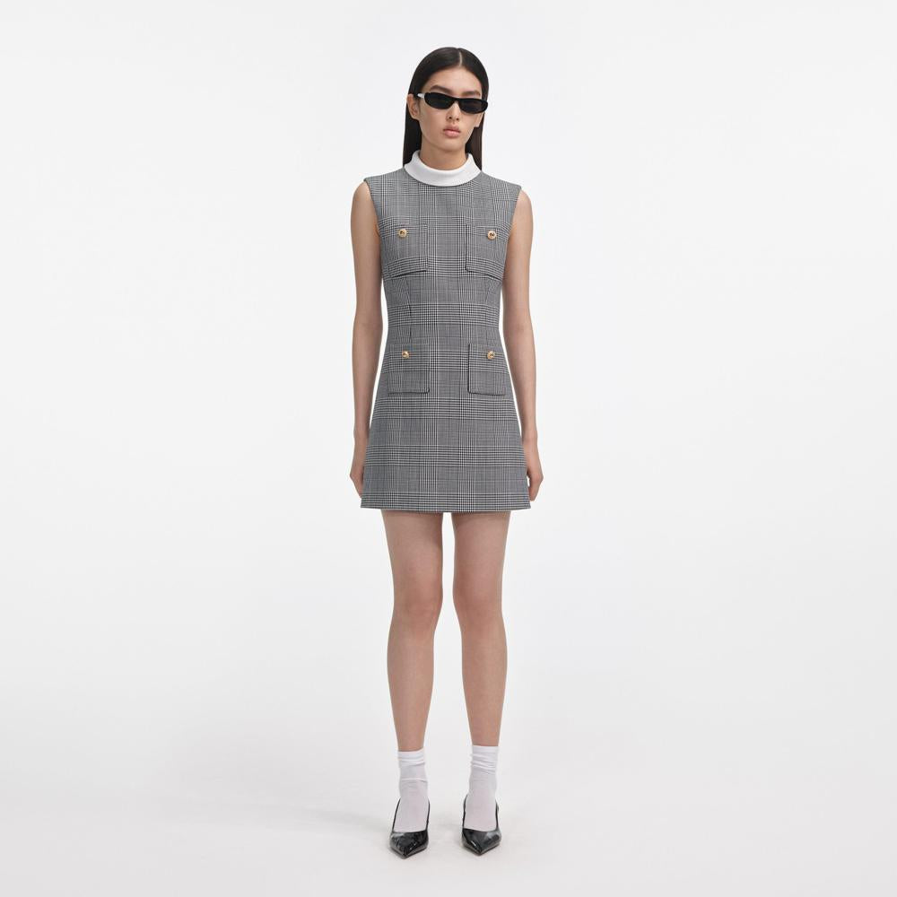 SP VIP PRICE Sleeveless Prince Of Wales Check Mini Dress