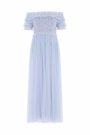 Needle & Thread CYBER SALE Midsummer Lace Bodice Off-Shoulder Ankle Gown - blue