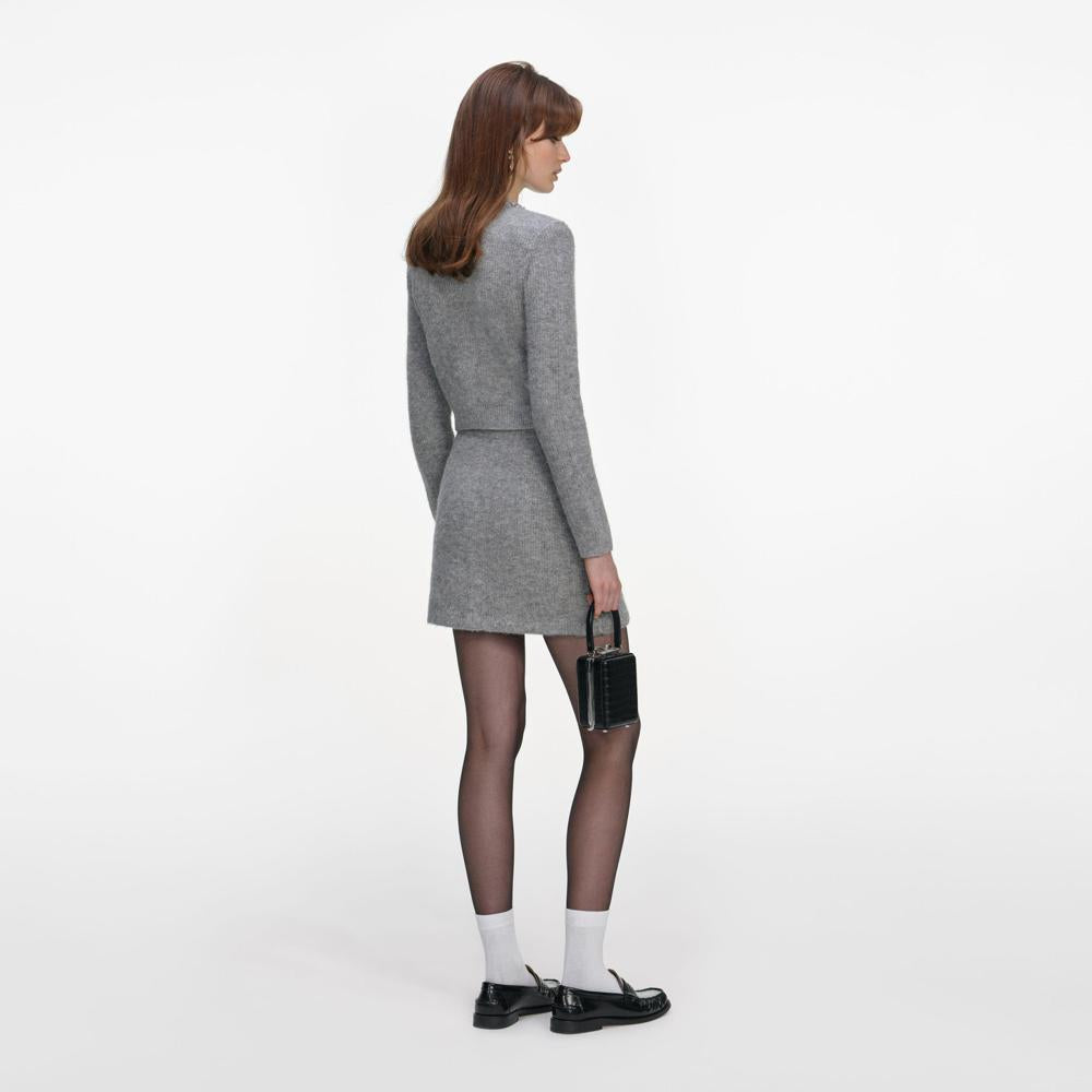 SP VIP PRICE Grey Fluffy Knit Mini Skirt