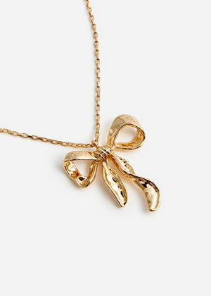SP VIP PRICE Mottled Gold Bow Pendant Necklace