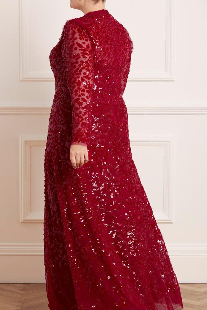 Needle & Thread CYBER SALE Aurelia Long Sleeve Gown - red