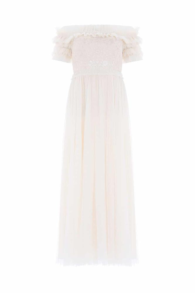 Needle & Thread CYBER SALE Midsummer Lace Bodice Off-Shoulder Ankle Gown - champagne