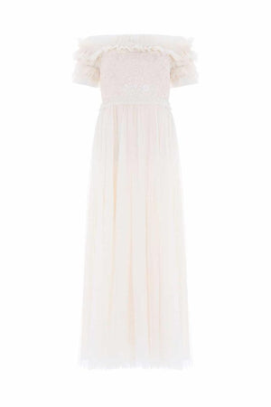 Needle & Thread CYBER SALE Midsummer Lace Bodice Off-Shoulder Ankle Gown - champagne