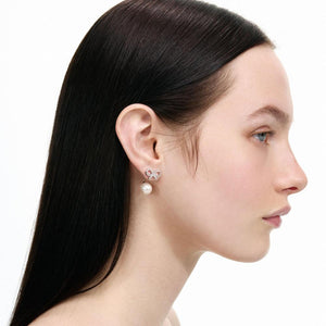 SP VIP PRICE Crystal Bow Pearl Jacket Earrings