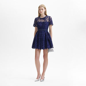 SELF PORTRAIT BLACK FRIDAY SALE Navy Lace Embellished Mini Dress