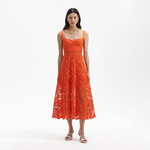 SELF PORTRAIT BLACK FRIDAY SALE Orange Lace Midi Dress